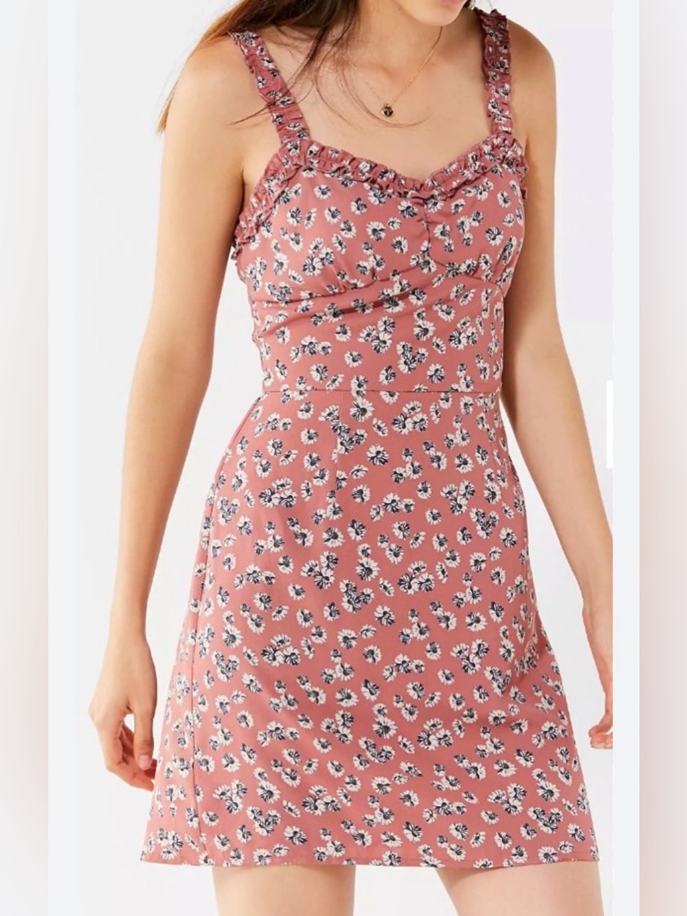 UO Ruffle Trim Sweetheart Mini Dress size 6 NWT